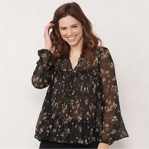 Lauren Conrad Long Sleeve Pleated Shirt